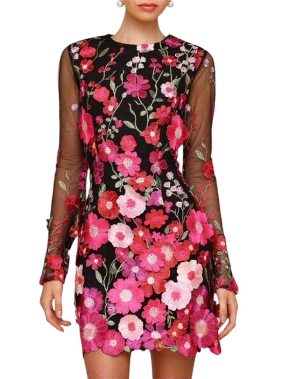 Avec Les Filles Black Floral Mini Dress